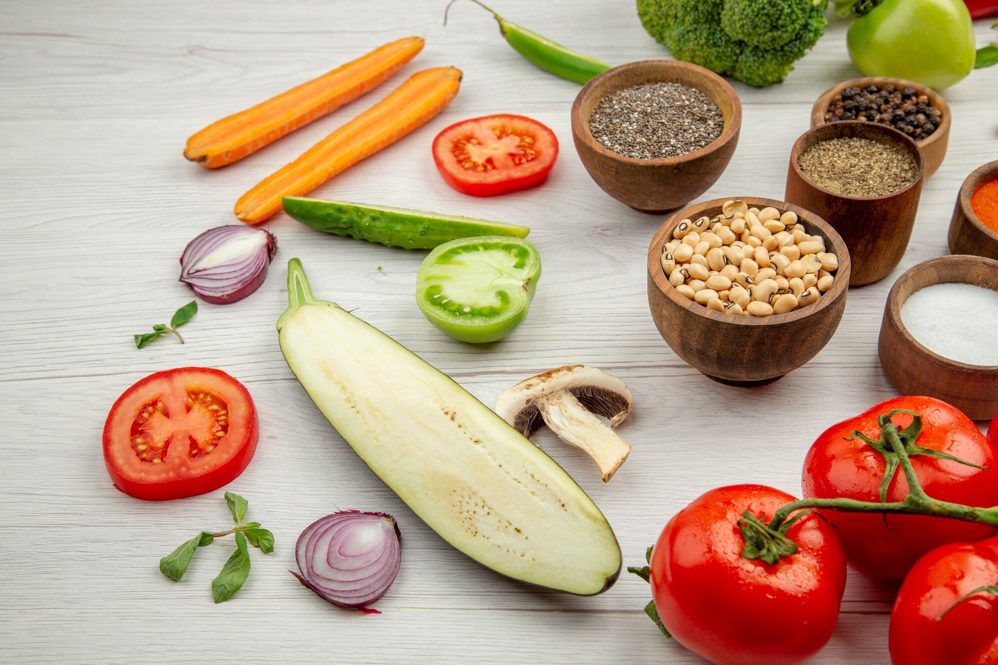 Ingredientes naturales y legumbres